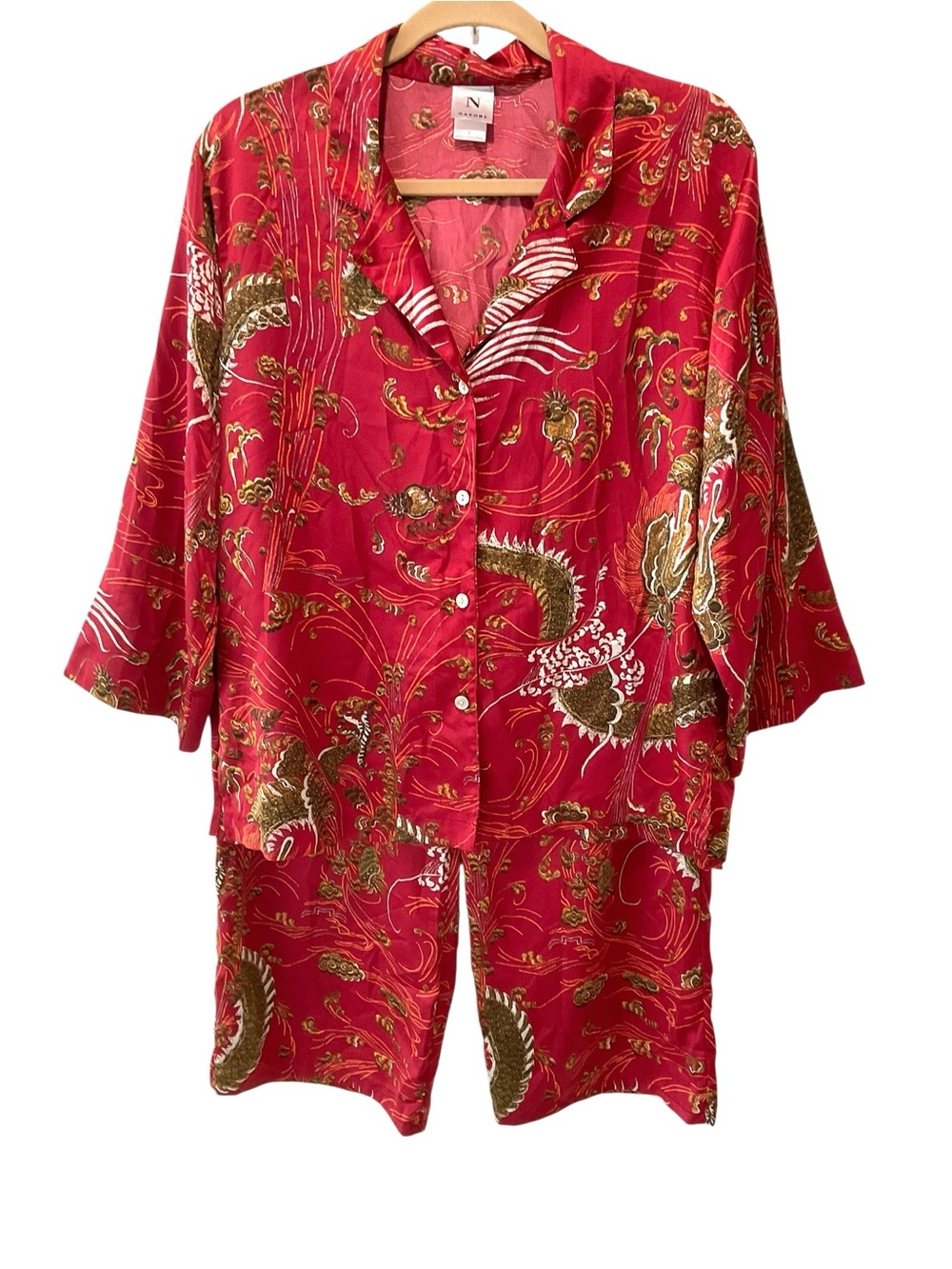 Natori Red Dragon Satin Pajama Set Large - Picture 2 of 9